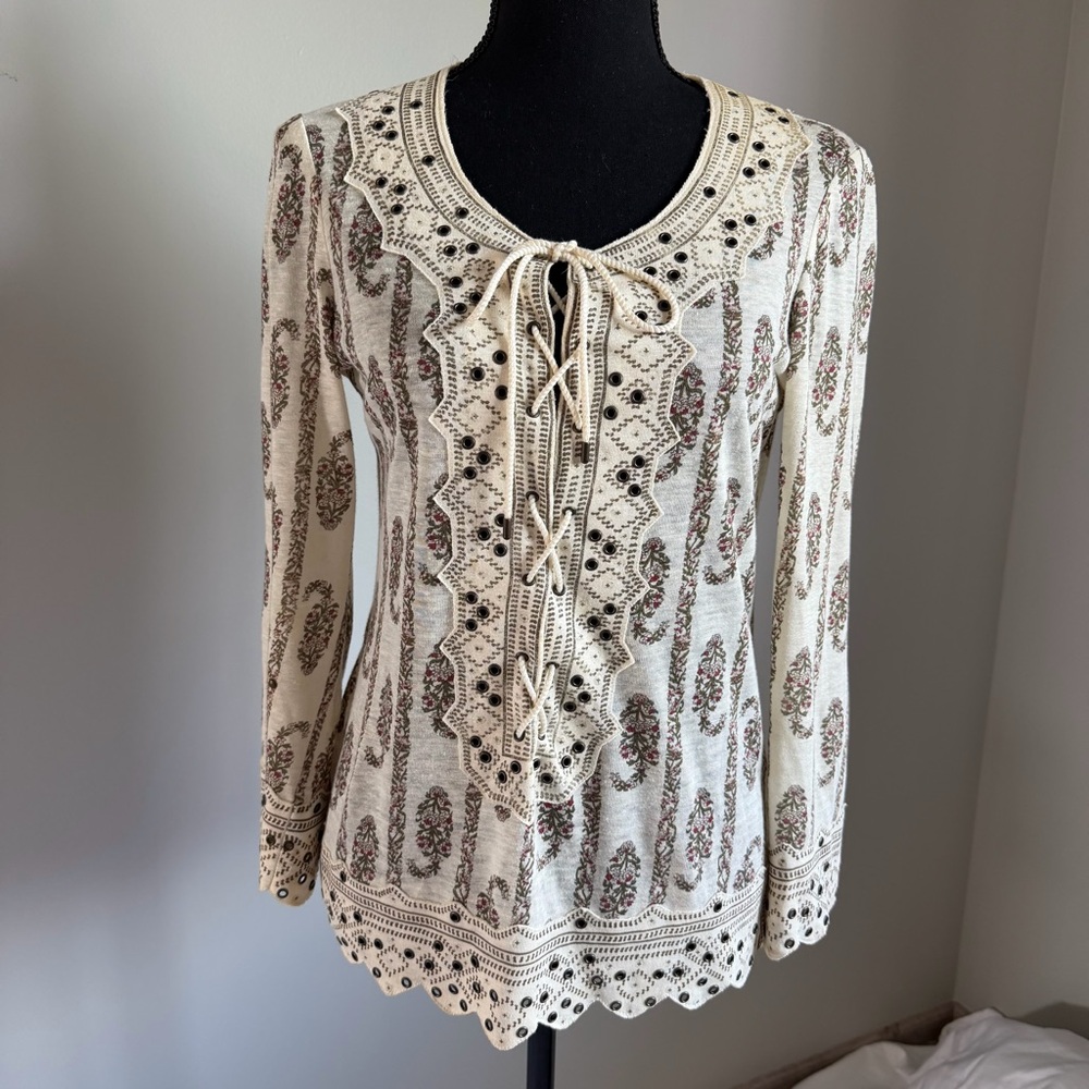 Elegant Cream Paisley Women's Top